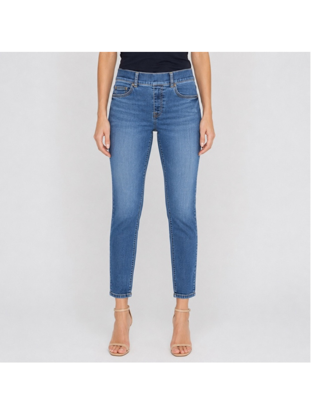 SPANX Tummy Control Pull On Skinny Jeans Medium Wash Stretch High Rise size M